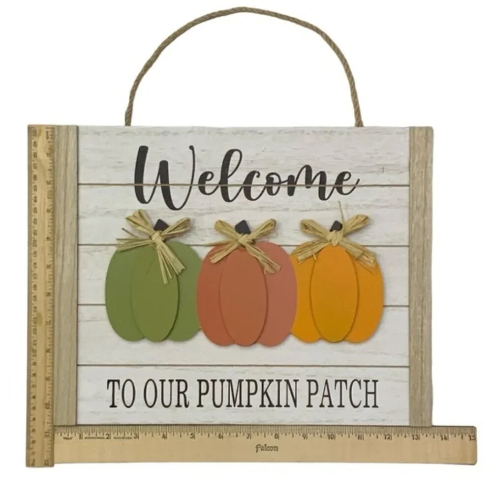 Shabby Chic Wall Hanging Farmhouse Harvest 3D Wood Pumpkin Rustic Multicolor NEW